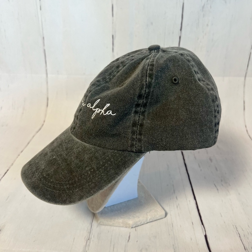 Black washed out denim Zeta Tau Alpha embroidered Baseball Cap - Picture 3 of 8